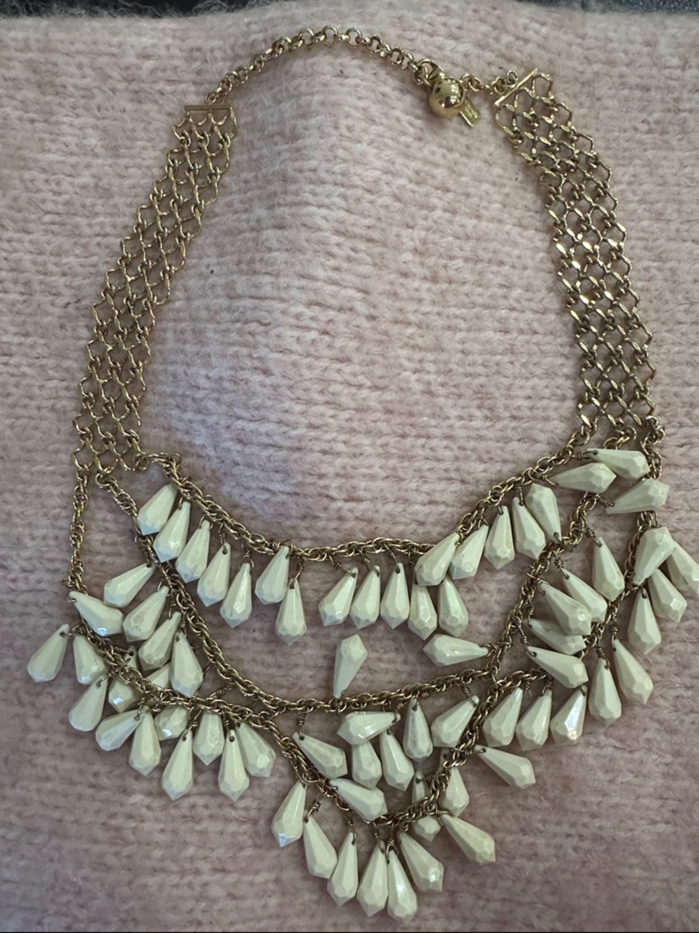 kate spade Gold-Tone Multi Strand Necklace with Ivory Teardrops